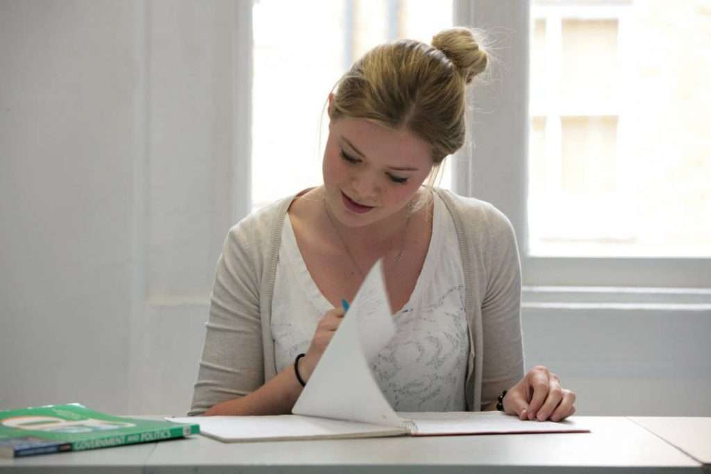 Student studying for her A-Levels